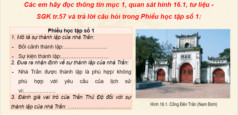 Giáo án điện tử Lịch Sử 7 Cánh diều Bài 16: Công cuộc xây dựng đất nước thời Trần (1226-1400) | PPT Lịch Sử 7