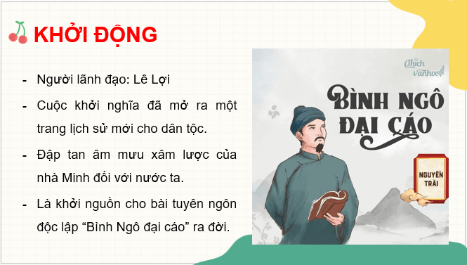 Giáo án điện tử Lịch Sử 7 Chân trời sáng tạo Bài 19: Khởi nghĩa Lam Sơn (1418-1427) | PPT Lịch Sử 7