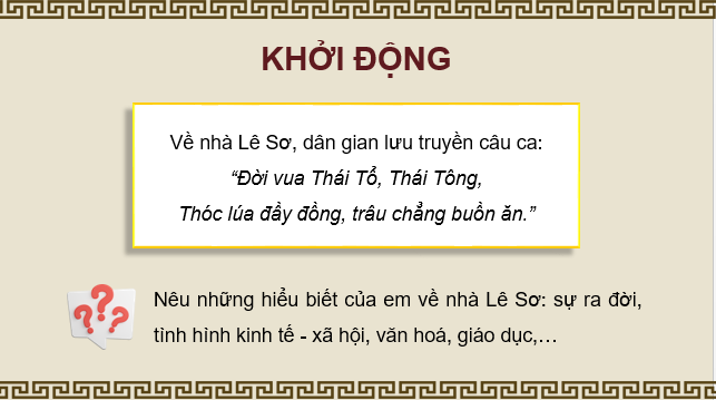 Giáo án điện tử Lịch Sử 7 Cánh diều Bài 20: Việt Nam thời Lê Sơ (1428-1527) | PPT Lịch Sử 7