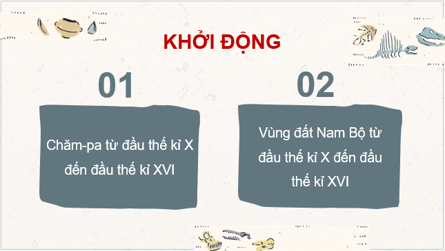 Giáo án điện tử Lịch Sử 7 Cánh diều Bài 21: Vùng đất phía Nam từ đầu thế kỉ X đến đầu thế kỉ XVI | PPT Lịch Sử 7