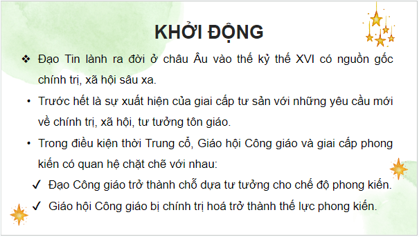 Giáo án điện tử Lịch Sử 7 Chân trời sáng tạo Bài 5: Phong trào cải cách tôn giáo | PPT Lịch Sử 7