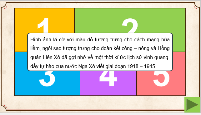 Giáo án điện tử Lịch Sử 9 Cánh diều Bài 1: Nước Nga và Liên Xô từ năm 1918 đến năm 1945 | PPT Lịch Sử 9