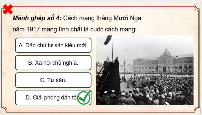 Giáo án điện tử Lịch Sử 9 Cánh diều Bài 1: Nước Nga và Liên Xô từ năm 1918 đến năm 1945 | PPT Lịch Sử 9