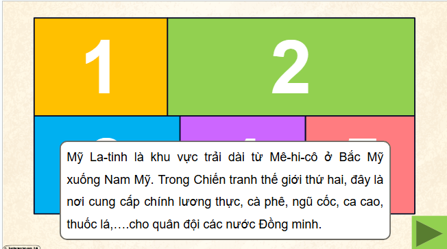 Giáo án điện tử Lịch Sử 9 Cánh diều Bài 11: Khu vực Mỹ La-tinh từ năm 1945 đến năm 1991 | PPT Lịch Sử 9