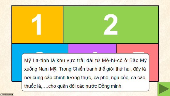 Giáo án điện tử Lịch Sử 9 Chân trời sáng tạo Bài 12: Mỹ La-tinh từ năm 1945 đến năm 1991 | PPT Lịch Sử 9