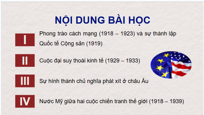Giáo án điện tử Lịch Sử 9 Cánh diều Bài 2: Châu Âu và nước Mỹ từ năm 1918 đến năm 1945 | PPT Lịch Sử 9