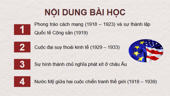 Giáo án điện tử Lịch Sử 9 Chân trời sáng tạo Bài 2: Châu Âu và nước Mỹ từ năm 1918 đến năm 1945 | PPT Lịch Sử 9