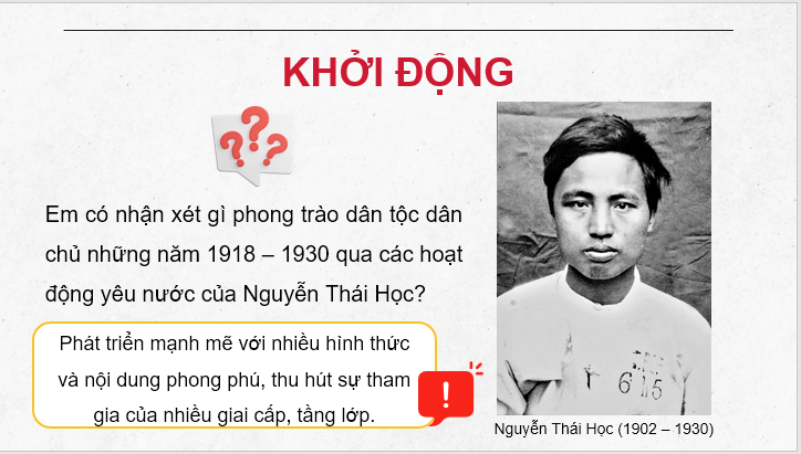 Giáo án điện tử Lịch Sử 9 Kết nối tri thức Bài 5: Phong trào dân tộc dân chủ trong những năm 1918 - 1930 | PPT Lịch Sử 9