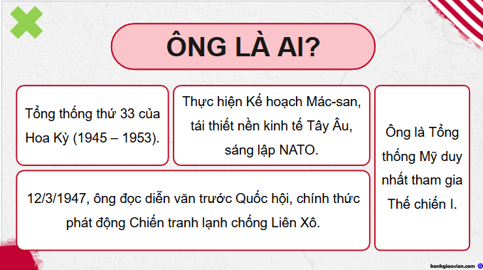 Giáo án điện tử Lịch Sử 9 Cánh diều Bài 7: Chiến tranh lạnh (1947 - 1989) | PPT Lịch Sử 9