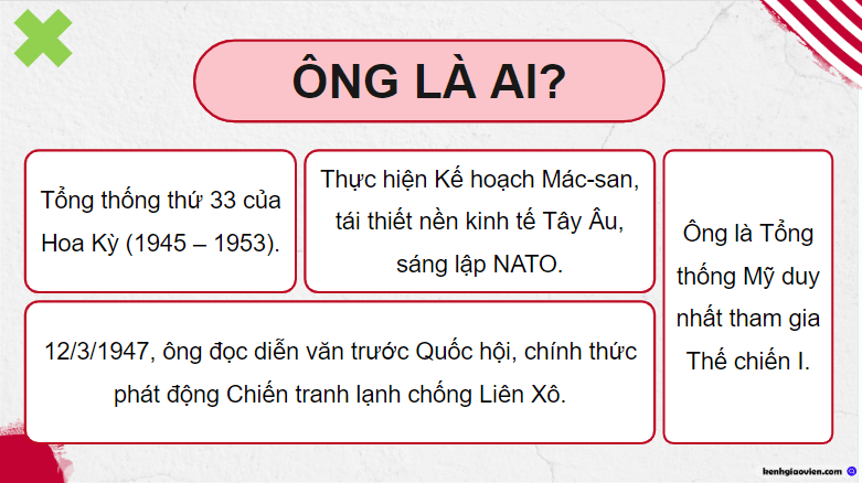 Giáo án điện tử Lịch Sử 9 Kết nối tri thức Bài 9: Chiến tranh lạnh (1947 – 1989) | PPT Lịch Sử 9