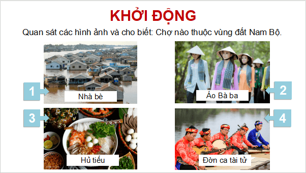 Giáo án điện tử Lịch Sử và Địa Lí lớp 4 Chân trời sáng tạo Bài 25: Một số nét văn hóa và truyền thống cách mạng ở vùng Nam Bộ | PPT Lịch Sử và Địa Lí 4