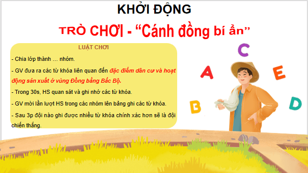 Giáo án điện tử Lịch Sử và Địa Lí lớp 4 Cánh diều Bài 7: Dân cư, hoạt động sản xuất và một số nét văn hóa ở vùng Đồng bằng Bắc Bộ | PPT Lịch Sử và Địa Lí 4