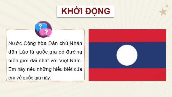 Giáo án điện tử Lịch Sử và Địa Lí lớp 5 Chân trời sáng tạo Bài 18: Nước Cộng hoà Dân chủ Nhân dân Lào | PPT Lịch Sử và Địa Lí 5
