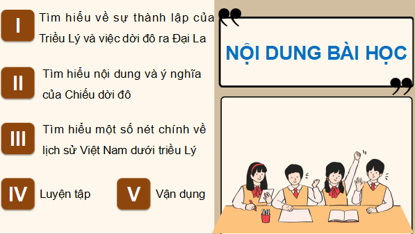 Giáo án điện tử Lịch Sử và Địa Lí lớp 5 Chân trời sáng tạo Bài 9: Triều Lý và việc định đô ở Thăng Long | PPT Lịch Sử và Địa Lí 5