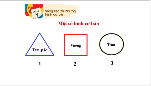 Giáo án điện tử Mĩ thuật lớp 1 Kết nối tri thức Chủ đề 4: Sáng tạo từ những hình cơ bản | PPT Mĩ thuật 1