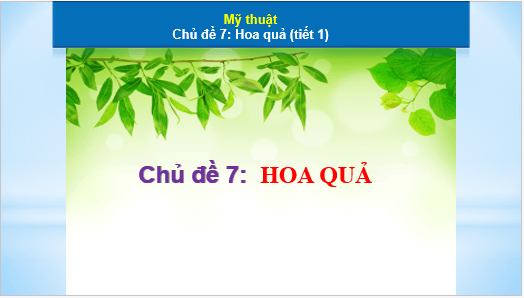 Giáo án điện tử Mĩ thuật lớp 1 Kết nối tri thức Chủ đề 7: Hoa, quả | PPT Mĩ thuật 1