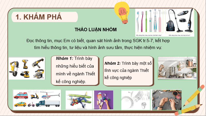Giáo án điện tử Mĩ thuật 10 Kết nối tri thức Bài 1: Ngành thiết kế công nghiệp trong đời sống xã hội | PPT Mĩ thuật 10