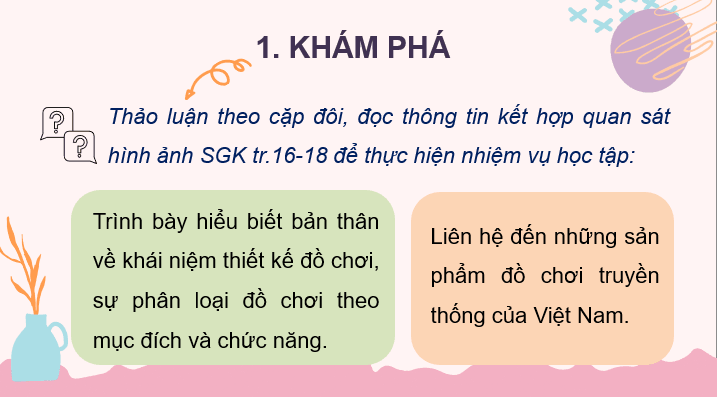 Giáo án điện tử Mĩ thuật 10 Kết nối tri thức Bài 2: Thiết kế đồ chơi cho trẻ em bằng vật liệu sẵn có | PPT Mĩ thuật 10