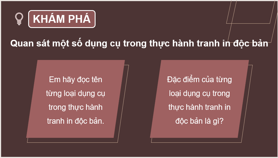 Giáo án điện tử Mĩ thuật 12 Kết nối tri thức Bài 2: Thực hành tranh in độc bản | PPT Mĩ thuật 12