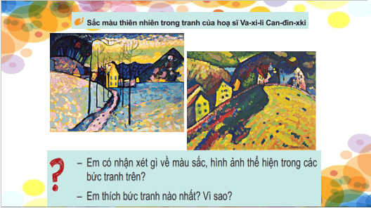 Giáo án điện tử Mĩ thuật lớp 2 Kết nối tri thức Chủ đề 6: Sắc màu thiên nhiên | PPT Mĩ thuật 2