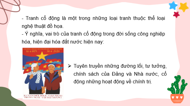 Giáo án điện tử Mĩ thuật 7 Kết nối tri thức Bài 12: Tranh cổ động | PPT Mĩ thuật 7