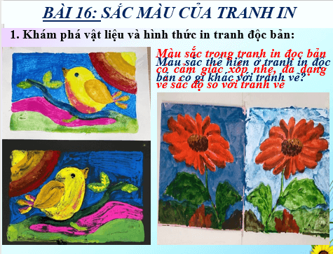Giáo án điện tử Mĩ thuật 7 Chân trời sáng tạo Bài 16: Sắc màu của tranh in | PPT Mĩ thuật 7