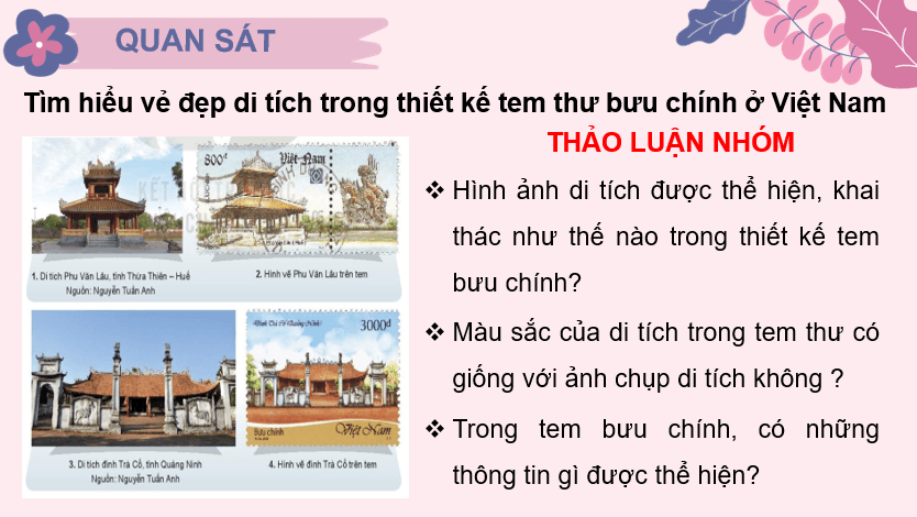 Giáo án điện tử Mĩ thuật 7 Kết nối tri thức Bài 4: Hình ảnh di tích trong thiết kế tem bưu chính | PPT Mĩ thuật 7