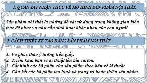 Giáo án điện tử Mĩ thuật 8 Chân trời sáng tạo Bài 9: Thiết kế sản phẩm nội thất | PPT Mĩ thuật 8