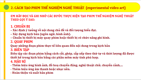 Giáo án điện tử Mĩ thuật 9 Chân trời sáng tạo Bài 12: Phim thể nghiệm nghệ thuật (video art) | PPT Mĩ thuật 9