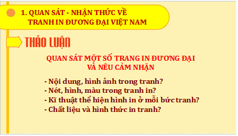 Giáo án điện tử Mĩ thuật 9 Chân trời sáng tạo Bài 13: Tranh in đương đại | PPT Mĩ thuật 9