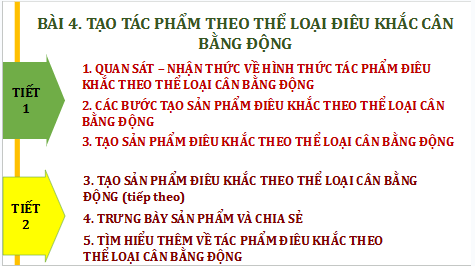 Giáo án điện tử Mĩ thuật 9 Chân trời sáng tạo Bài 4: Tạo tác phẩm theo thể loại điêu khắc cân bằng động | PPT Mĩ thuật 9