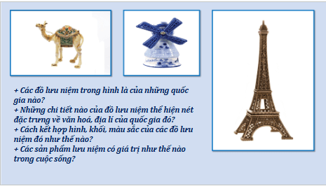 Giáo án điện tử Mĩ thuật 9 Chân trời sáng tạo Bài 6: Thiết kế đồ lưu niệm | PPT Mĩ thuật 9