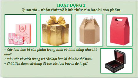 Giáo án điện tử Mĩ thuật 9 Chân trời sáng tạo Bài 7: Thiết kế và trang trí bao bì | PPT Mĩ thuật 9
