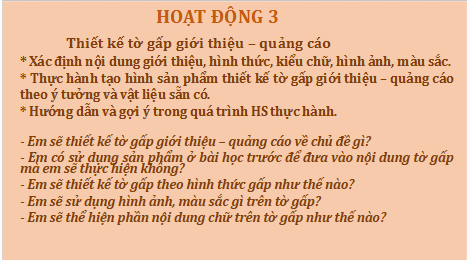 Giáo án điện tử Mĩ thuật 9 Chân trời sáng tạo Bài 8: Thiết kế tờ gấp | PPT Mĩ thuật 9