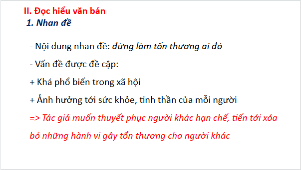 Giáo án điện tử bài Đừng gây tổn thương | PPT Văn 10 Cánh diều