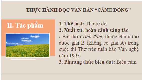 Giáo án điện tử bài Cánh đồng | PPT Văn 10 Kết nối tri thức