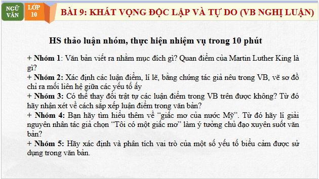 Giáo án điện tử bài Tôi có một giấc mơ | PPT Văn 10 Chân trời sáng tạo