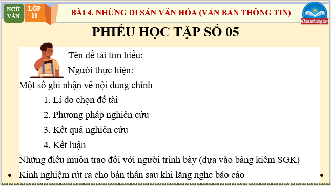 Giáo án điện tử bài Trình bày báo cáo kết quả nghiên cứu | PPT Văn 10 Chân trời sáng tạo