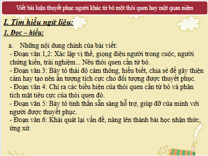 Giáo án điện tử bài Viết bài luận thuyết phục người khác từ bỏ một thói quen hay một quan niệm | PPT Văn 10 Kết nối tri thức