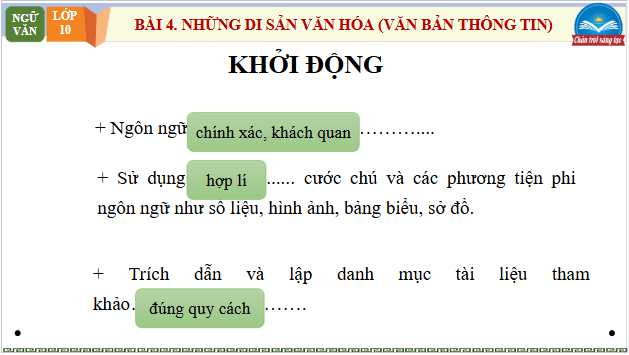 Giáo án điện tử bài Viết báo cáo kết quả nghiên cứu có sử dụng trích dẫn, cước chú và phương tiện hỗ trợ | PPT Văn 10 Chân trời sáng tạo