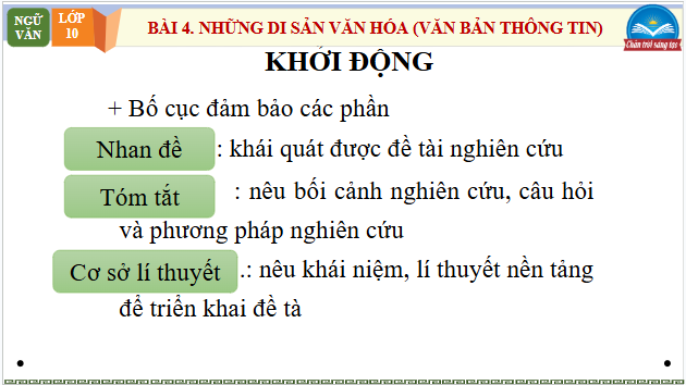 Giáo án điện tử bài Viết báo cáo kết quả nghiên cứu có sử dụng trích dẫn, cước chú và phương tiện hỗ trợ | PPT Văn 10 Chân trời sáng tạo