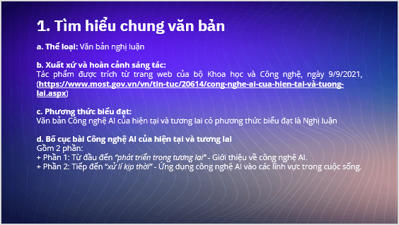 Giáo án điện tử bài Công nghệ AI của hiện tại và tương lai | PPT Văn 11 Chân trời sáng tạo