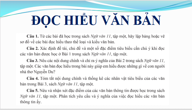 Giáo án điện tử bài Đọc hiểu văn bản trang 126 | PPT Văn 11 Cánh diều