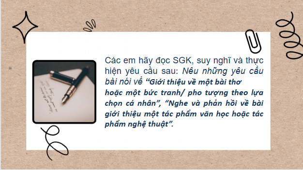 Giáo án điện tử bài Nghe và phản hồi về bài giới thiệu một tác phẩm văn học hoặc tác phẩm nghệ thuật | PPT Văn 11 Chân trời sáng tạo