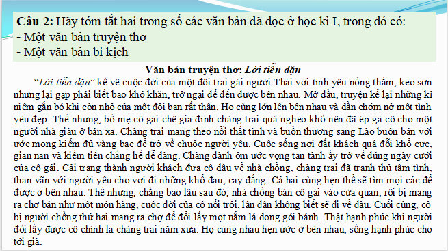 Giáo án điện tử Ôn tập cuối học kì 1 | PPT Văn 11 Chân trời sáng tạo