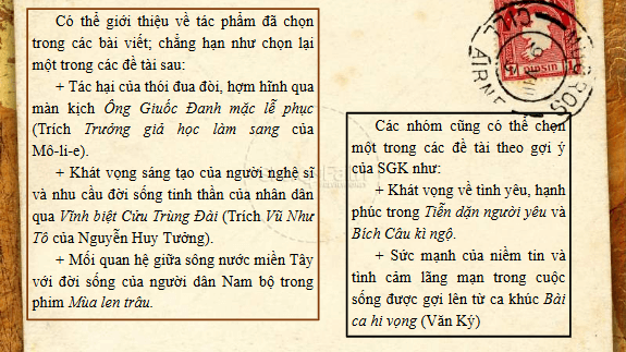 Giáo án điện tử bài Trình bày ý kiến về một vấn đề xã hội trong tác phẩm nghệ thuật hoặc tác phẩm văn học | PPT Văn 11 Chân trời sáng tạo