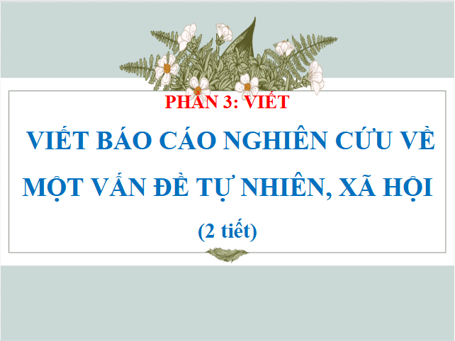 Giáo án điện tử bài Viết báo cáo nghiên cứu về một vấn đề tự nhiên, xã hội | PPT Văn 11 Kết nối tri thức