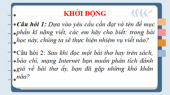Giáo án điện tử bài Viết văn bản nghị luận về một tác phẩm văn học (Bài thơ) hoặc tác phẩm nghệ thuật (Bức tranh, pho tượng) | PPT Văn 11 Chân trời sáng tạo