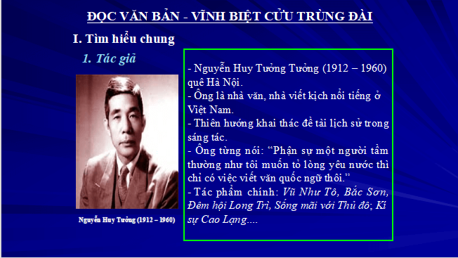 Giáo án điện tử bài Vĩnh biệt cửu trùng đài | PPT Văn 11 Chân trời sáng tạo