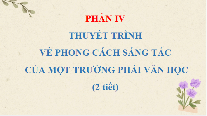 Giáo án điện tử Chuyên đề Văn 12 Thuyết trình về phong cách sáng tác của một trường phái văn học | Chuyên đề PPT Văn 12 Cánh diều